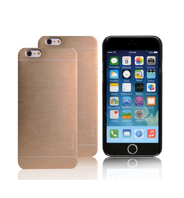Motomo Luxury Metal Aluminum Brushed + Pc Hard Back Cover Case Skin for Apple Iphone 6 Brilliant Gold